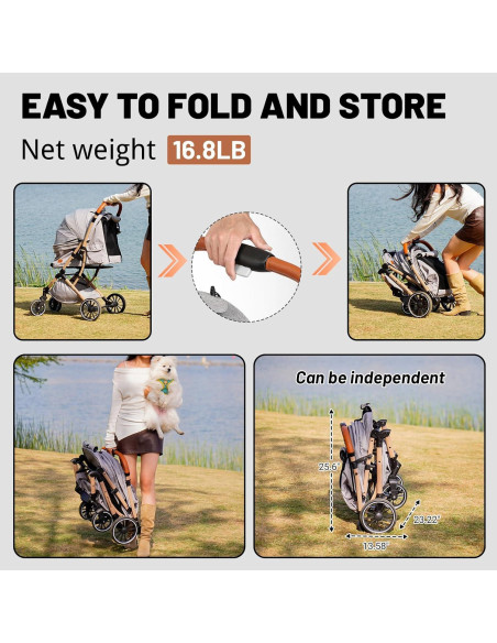 Carrito de Paseo para Mascotas EchoSmile Plegable 4 Ruedas