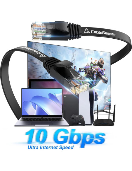 Cable Ethernet Cat 6 1.5 pies Negro - 5 Paquete CableGeeker