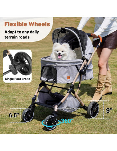 Carrito de Paseo para Mascotas EchoSmile Plegable 4 Ruedas