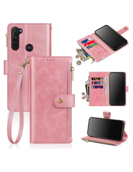 Funda Antsturdy para Motorola Moto G Stylus 2020 Oro Rosa con Soporte y Bloqueo RFID