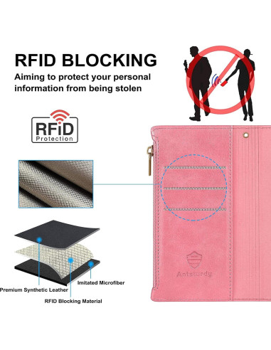 Funda Antsturdy para Motorola Moto G Stylus 2020 Oro Rosa con Soporte y Bloqueo RFID