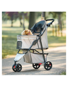 Carro para Mascotas Carlson 9000 K DS Caqui, Plegable y Seguro