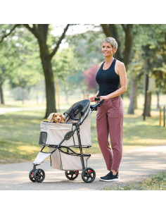 Carro para Mascotas Carlson 9000 K DS Caqui, Plegable y Seguro 2