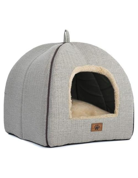Cama Cueva para Gatos WINDRACING Beige 38.1cm Plegable y Lavable Cama Cueva para Gatos WINDRACING Beige 38.1cm Plegable y Lavable
