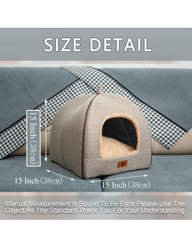 Cama Cueva para Gatos WINDRACING Beige 38.1cm Plegable y Lavable