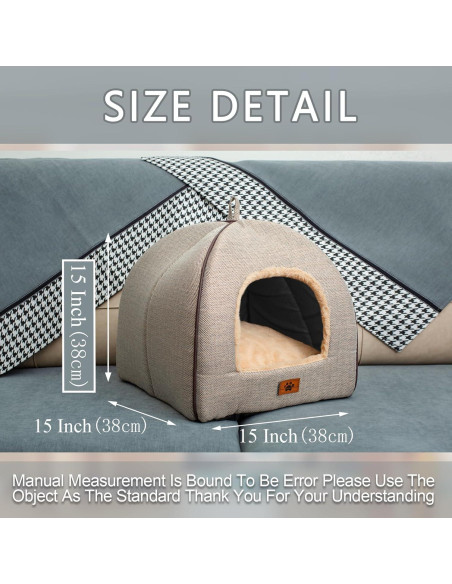 Cama Cueva para Gatos WINDRACING Beige 38.1cm Plegable y Lavable Cama Cueva para Gatos WINDRACING Beige 38.1cm Plegable y Lavable