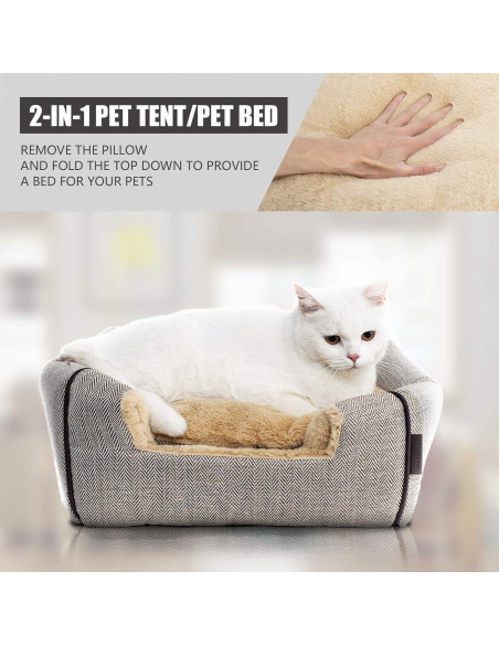 Cama Cueva para Gatos WINDRACING Beige 38.1cm Plegable y Lavable Cama Cueva para Gatos WINDRACING Beige 38.1cm Plegable y Lavable