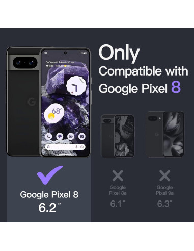 Funda JETech para Google Pixel 8 15.5cm Obsidiana a Prueba de Golpes