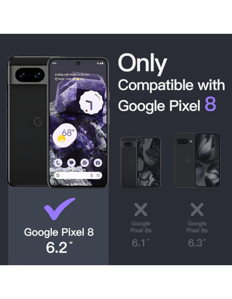 Funda JETech para Google Pixel 8 15.5cm Obsidiana a Prueba de Golpes