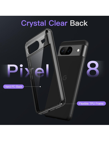 Funda JETech para Google Pixel 8 15.5cm Obsidiana a Prueba de Golpes