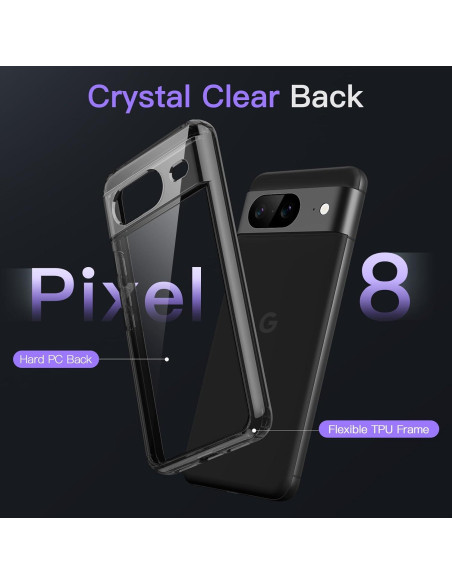 Funda JETech para Google Pixel 8 15.5cm Obsidiana a Prueba de Golpes