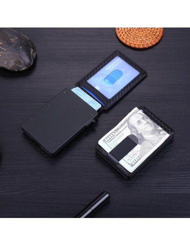 Billetera Slim GAJOFO para Hombres con Clip y Ventana ID
