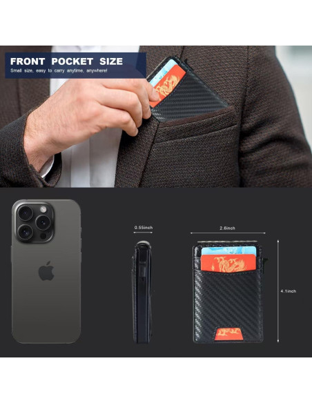 Billetera Slim GAJOFO para Hombres con Clip y Ventana ID