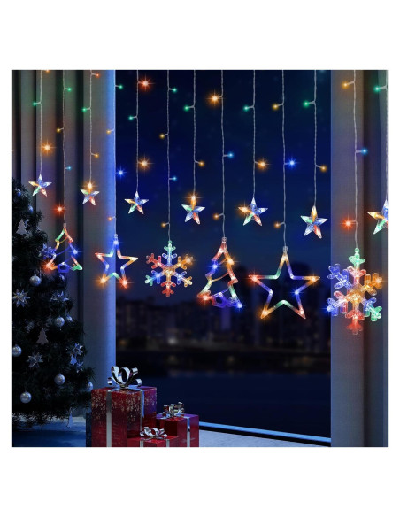 Luces de Cortina de Navidad LED 138 luces Multicolor 3.05m