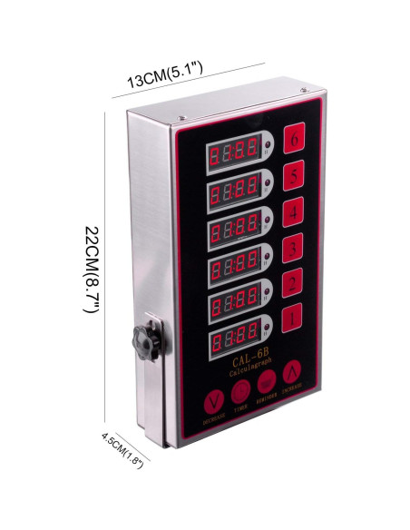 Temporizador Digital de Cocina Genérico 6 Canales Acero Inoxidable