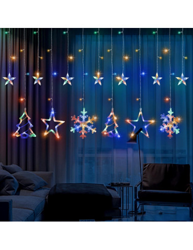Luces de Cortina de Navidad LED 138 luces Multicolor 3.05m