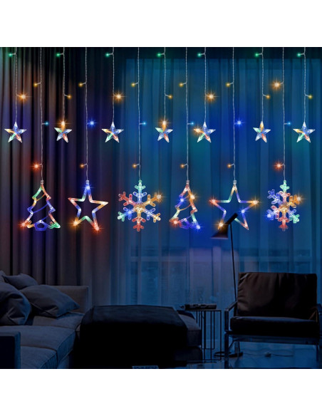 Luces de Cortina de Navidad LED 138 luces Multicolor 3.05m