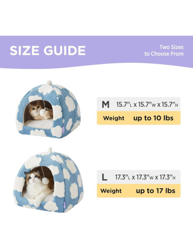 Cama para Gatos Bedsure Comfy Pet 2 en 1 Azul 40.64 cm