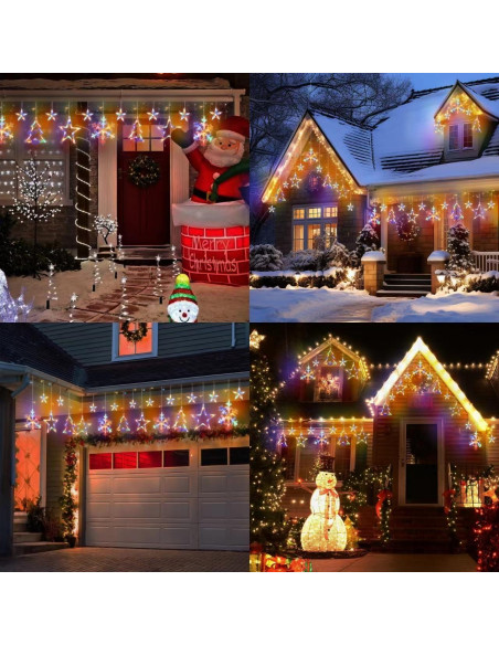 Luces de Cortina de Navidad LED 138 luces Multicolor 3.05m