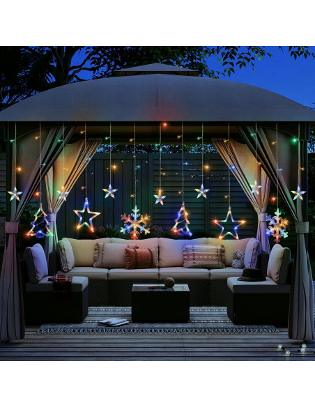 Luces de Cortina de Navidad LED 138 luces Multicolor 3.05m