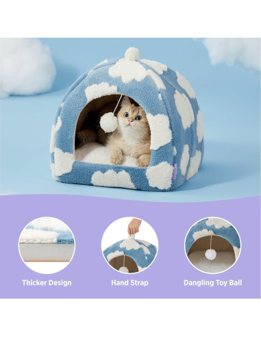 Cama para Gatos Bedsure Comfy Pet 2 en 1 Azul 40.64 cm
