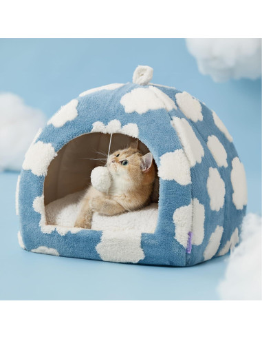 Cama para Gatos Bedsure Comfy Pet 2 en 1 Azul 40.64 cm