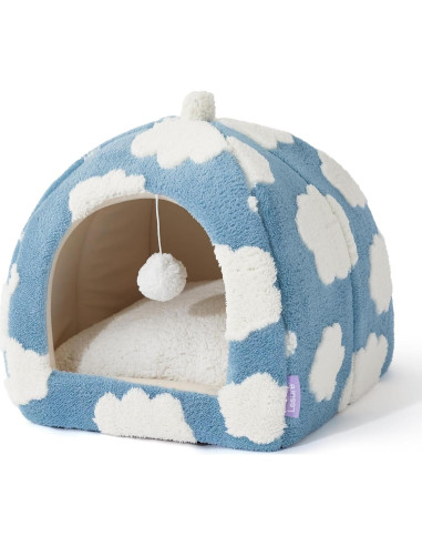 Cama para Gatos Bedsure Comfy Pet 2 en 1 Azul 40.64 cm