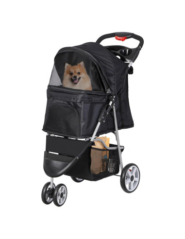 Carrito Plegable para Mascotas Pet Republic 3 Ruedas Negro