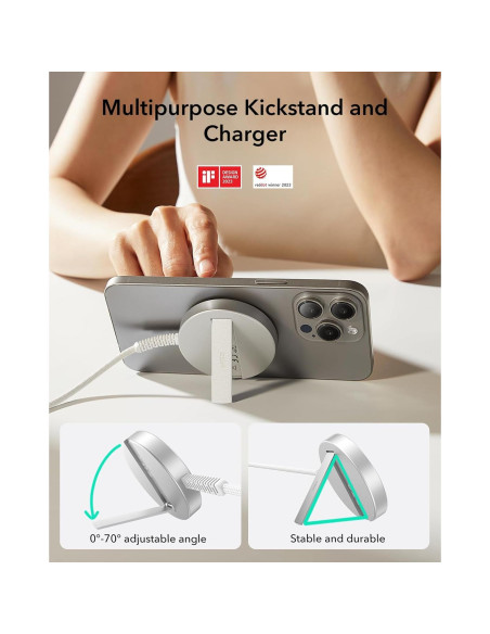 Cargador Inalámbrico ESR MagSafe 15W con Soporte Blanco