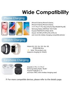 Cargador Inalámbrico 3 en 1 Minthouz con Adaptador 20W 2