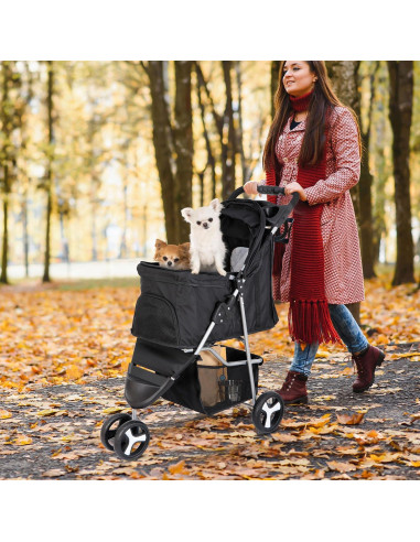 Carrito Plegable para Mascotas Pet Republic 3 Ruedas Negro