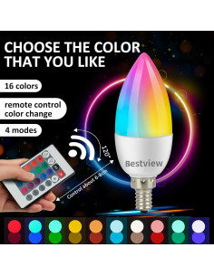 Bombillas LED RGBW Bestview E12 con control remoto 3W (2PCS) 2