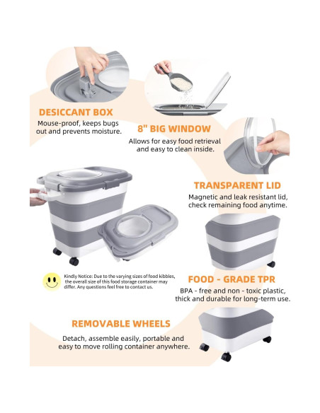 Contenedor de Almacenamiento de Comida para Perros DDMOMMY 12.7 kg