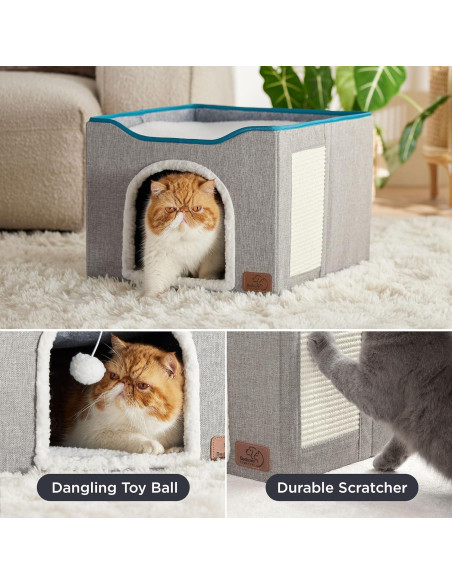 Cama para Gatos Bedsure Cubo Plegable Gris 16.5x35.6 cm Cama para Gatos Bedsure Cubo Plegable Gris 16.5x35.6 cm