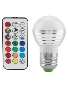 Bombilla LED E27 RGBW 3W Regulable con Control Remoto