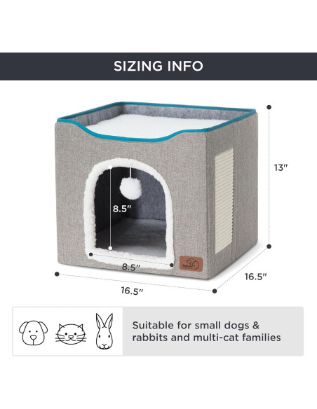 Cama para Gatos Bedsure Cubo Plegable Gris 16.5x35.6 cm Cama para Gatos Bedsure Cubo Plegable Gris 16.5x35.6 cm