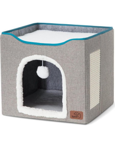 Cama para Gatos Bedsure Cubo Plegable Gris 16.5x35.6 cm