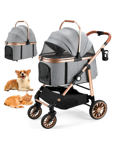 Carrito Plegable para Mascotas MAMIZO hasta 25kg Gris