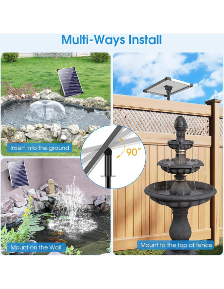 Bomba de Fuente Solar POPOSOAP 12W con Batería 2200mAh