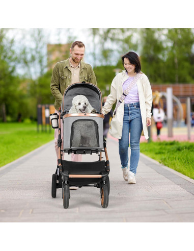 Carrito Plegable para Mascotas MAMIZO hasta 25kg Gris