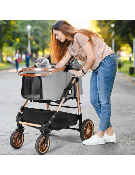 Carrito Plegable para Mascotas MAMIZO hasta 25kg Gris