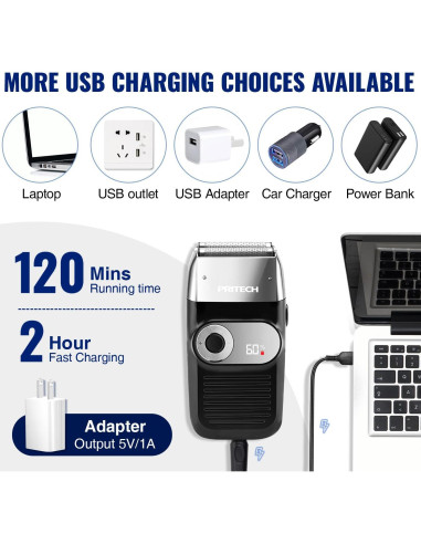 Afeitadora eléctrica 2 en 1 Pritech RSM-1699 con recortadora