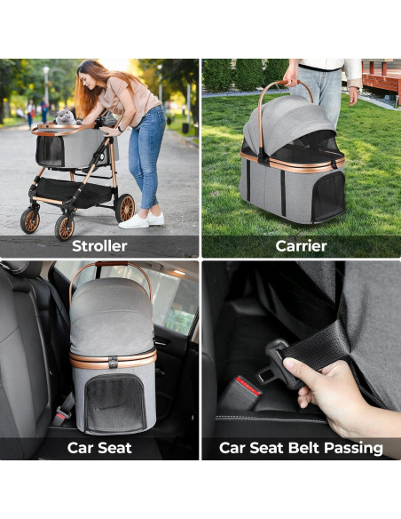 Carrito Plegable para Mascotas MAMIZO hasta 25kg Gris