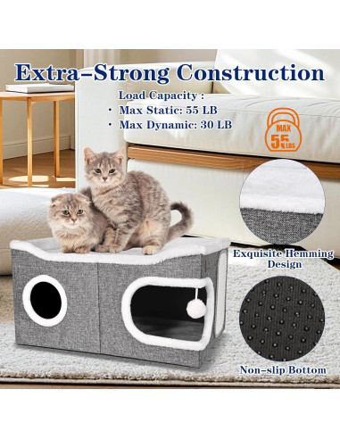 Cama para Gatos Extra Grande PETTDATE con Cojín Reversible 57x42cm