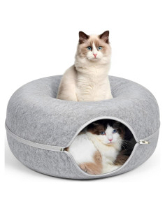 Cueva para Gatos Catasaurus Peekaboo - Túnel Dona Gris Claro