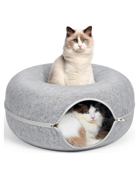 Cueva para Gatos Catasaurus Peekaboo - Túnel Dona Gris Claro