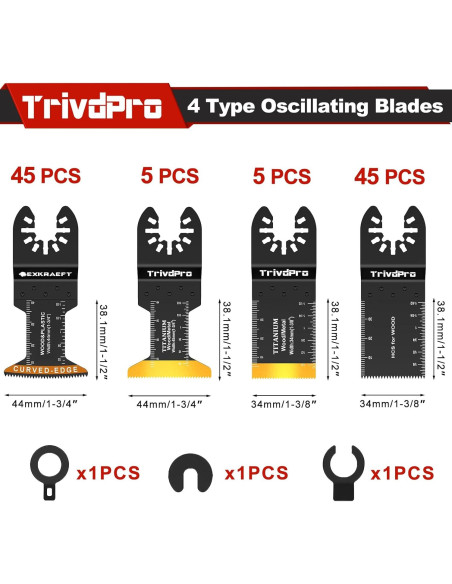 Kits de 100 Hojas de Sierra Oscilante TrivdPro para Metal y Madera