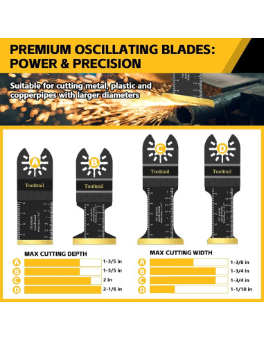 30 Cuchillas Oscilantes Titanio Tooltrail para Metal y Madera