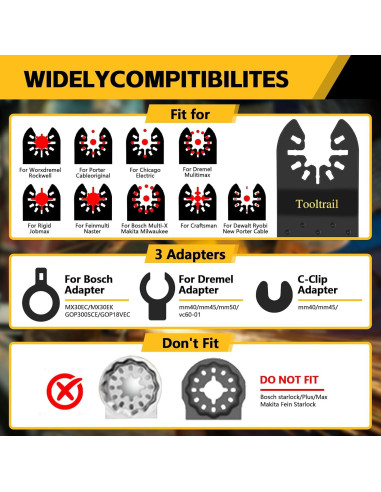 30 Cuchillas Oscilantes Titanio Tooltrail para Metal y Madera