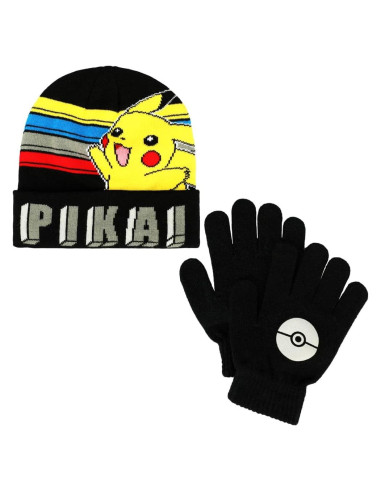 Gorro y Guantes de Punto Bioworld Pokémon Pikachu